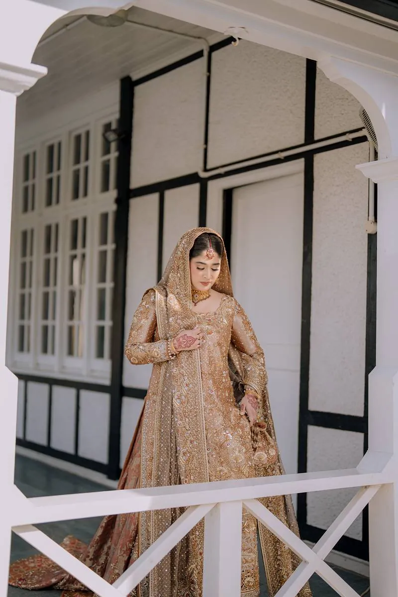 The bride on the pavilion veranda
