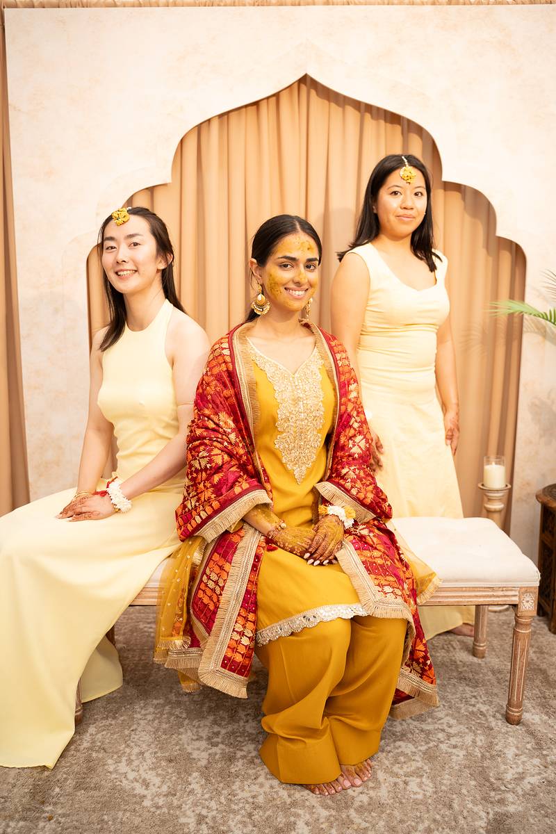 Turmeric glow with her friends at the Maiyan
