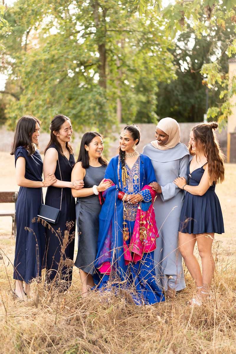 Laughing with her friends before the wedding